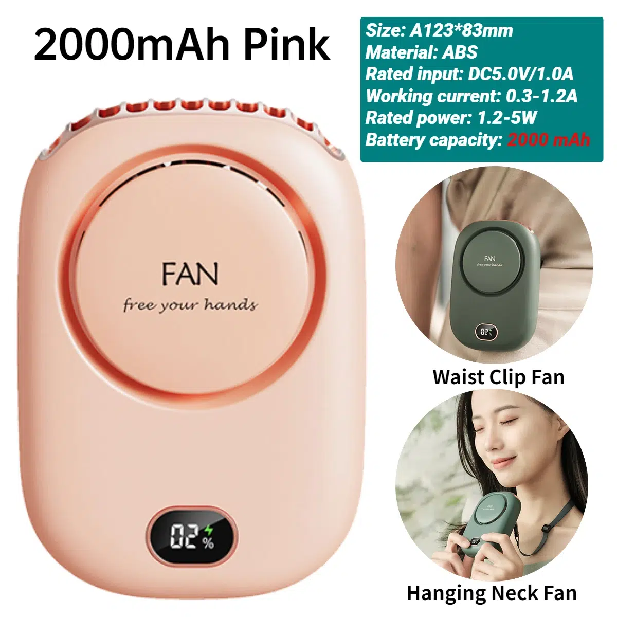 Compact Portable Neck Fan - USB Rechargeable, 3-Speed, Super Quiet | Ideal for Travel & Outdoor - Image 14