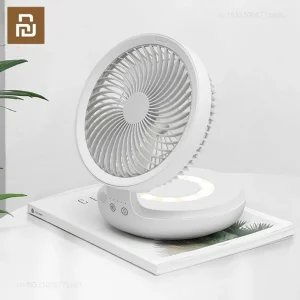 4-Speed Rechargeable Folding Desktop Fan with Night Light - Quiet & Efficient