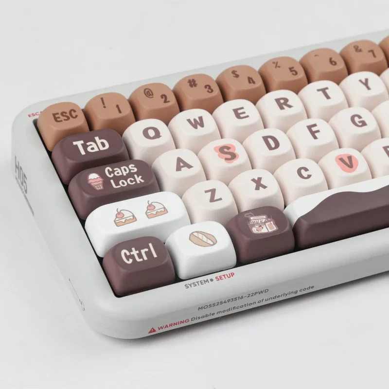 Coffee Keycaps Set aligned on a dark desk, enhancing keyboard aesthetics - Rockatship