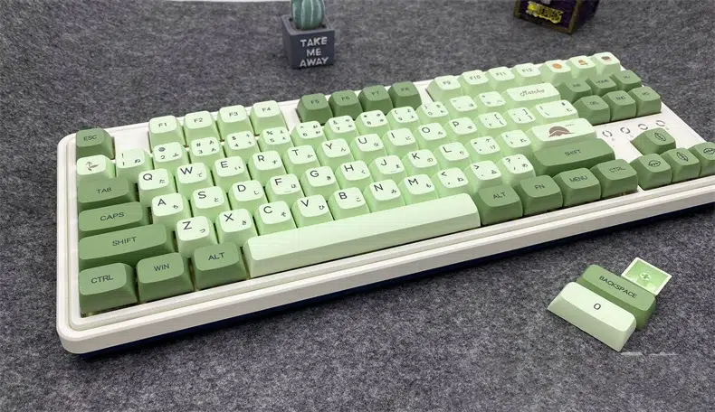 Stylish and sturdy Matcha keycaps for mechanical keyboards. Upgrade today at RockatShip