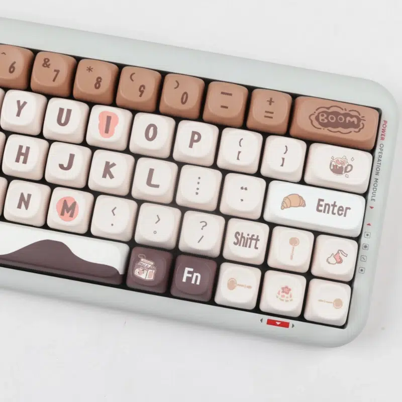 Angle shot of Coffee Keycaps Set showing texture and color - Find it at Rockatship