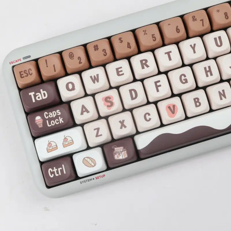 Vivid and durable Coffee PBT keycaps on a mechanical MX switch keyboard - Rockatship