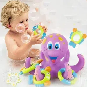 OctoSplash Kids' Bath Toy: Floating Octopus with Ring Toss Game - Educational Water Play for Toddlers