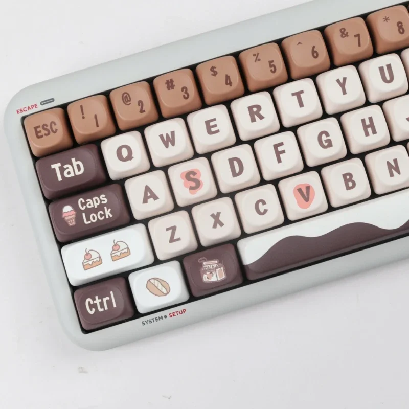 Zoomed-in photo of Coffee Keycaps PBT material, showcasing quality - Only at Rockatship