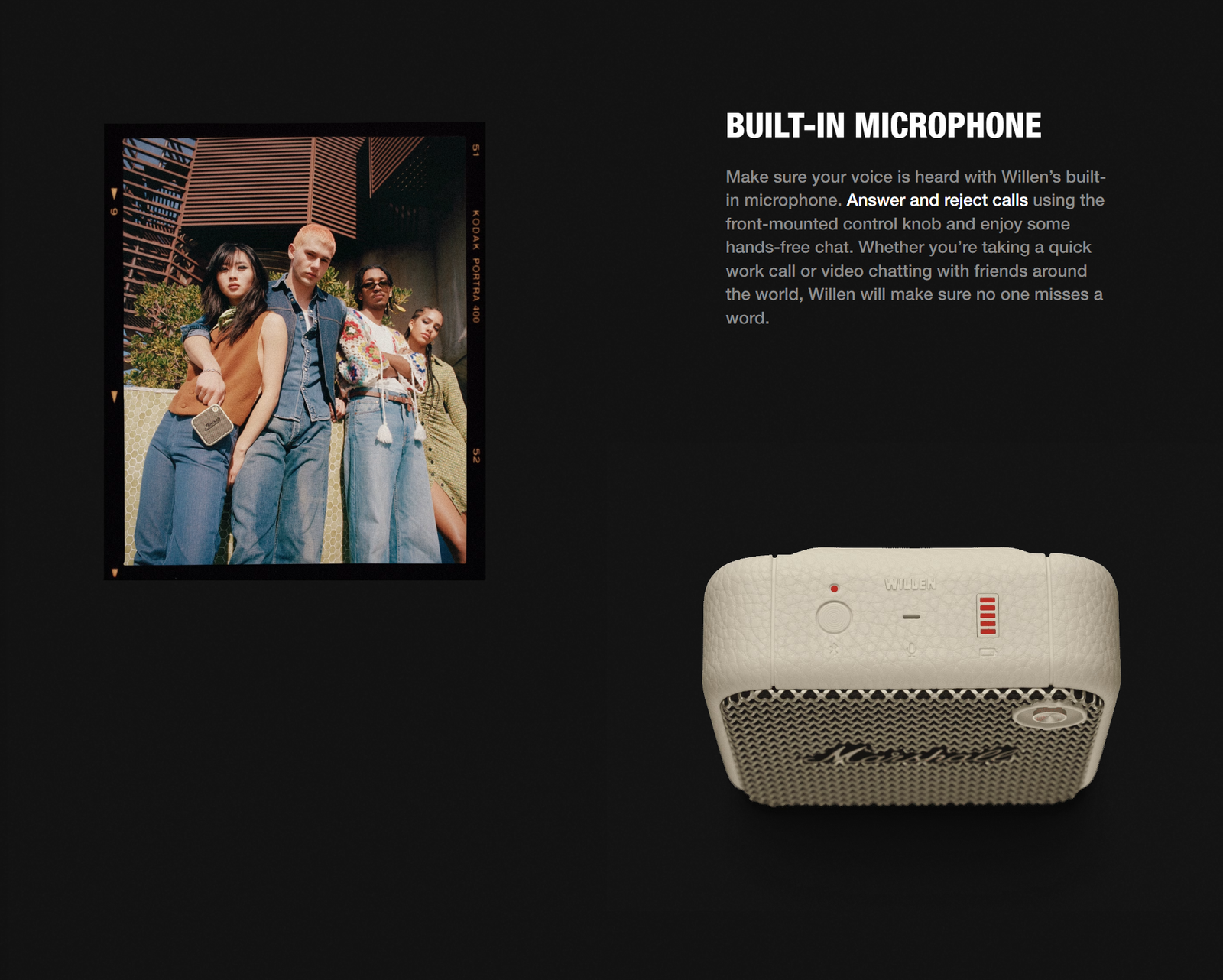 Marshall Willen speaker on a picnic blanket in park - shop at Rockatship