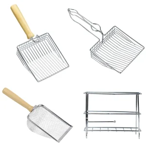 Stainless Steel Cat Litter Scoop with Wooden Handle