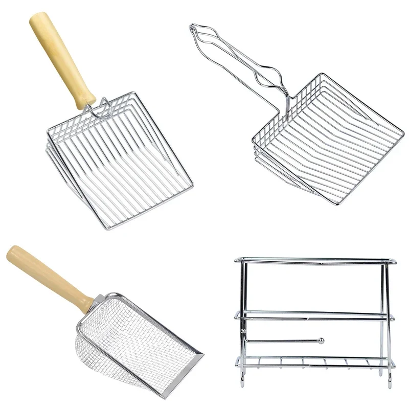 Stainless Steel Cat Litter Scoop with Wooden Handle