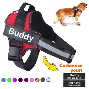 Personalized Dog Harness with your favourite Pet's Name -  NO PULL Reflective Adjustable Pet Harness