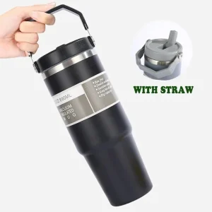 900ml Stainless Steel Travel Thermos with Straw and Handle