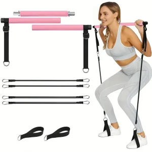 3-Section Pilates Bar Kit with Stackable Resistance Bands