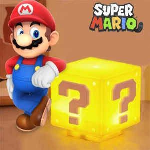 Super Mario 3D LED Night Light with Music - Animated Question Mark Block Lamp, USB Rechargeable, Perfect for Children's Room Decoration and Gift