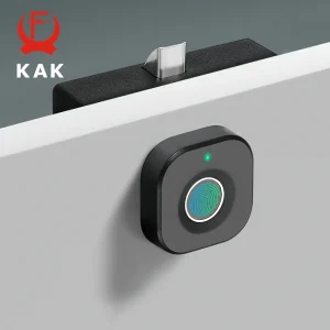 KAK Smart Biometric Fingerprint Cabinet Lock - Keyless Security for Drawers and Doors with Long Battery Life and Quick Unlock - Black