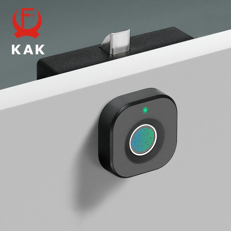 KAK Smart Biometric Fingerprint Cabinet Lock - Keyless Security for Drawers and Doors with Long Battery Life and Quick Unlock - Black