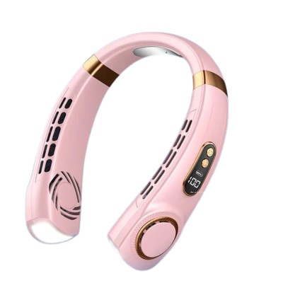 5-Speed USB Rechargeable Portable Neck Fan Quiet & Bladeless with LED Display – Ultimate Comfort Anywhere!